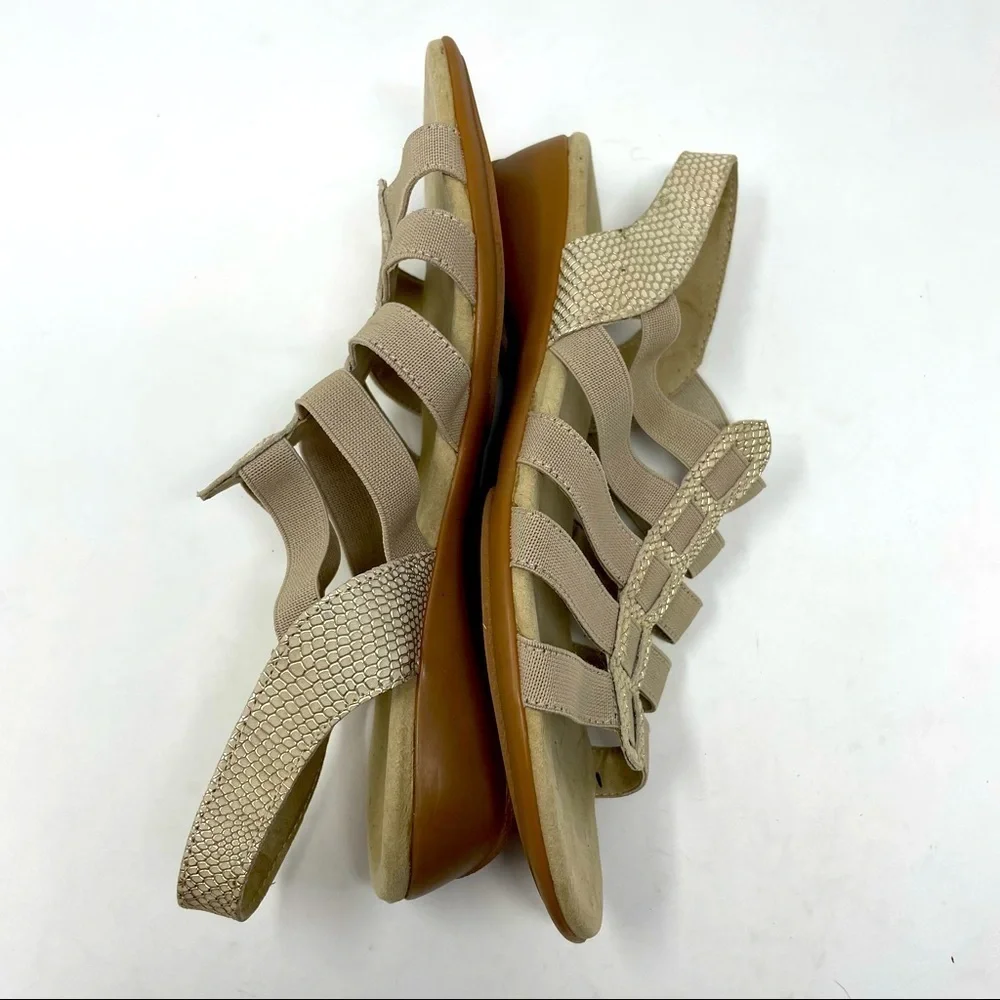 Munro Snakeskin-Look Leather & Elastic Sandals | Size 7.5